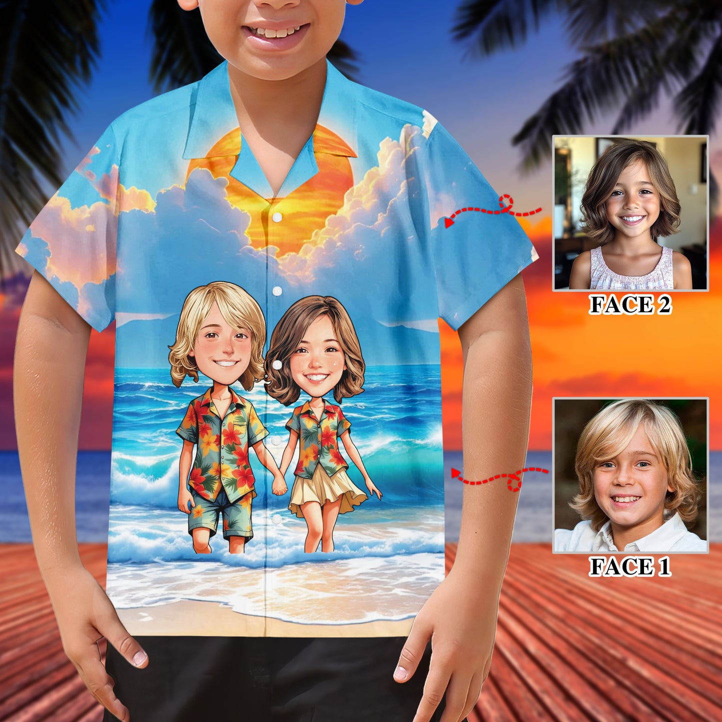 Custom Face Hawaiian Shirt for Men/Women/Couple/Kid, Funny Gift for Any Occasions, Beach Shirt, Aloha Shirt